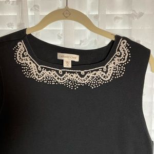 Coldwater Creek Womens Sleeveless Top/Tank Top with lovely embroidery, Medium